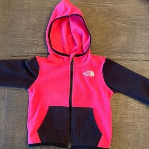 North Face - Glacier Fleece Full-zip Hoodie - 2T Girls - Pink/Black